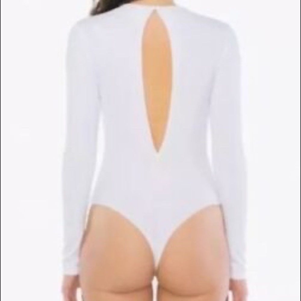 American Apparel white long sleeve cheeky bodysuit NWT